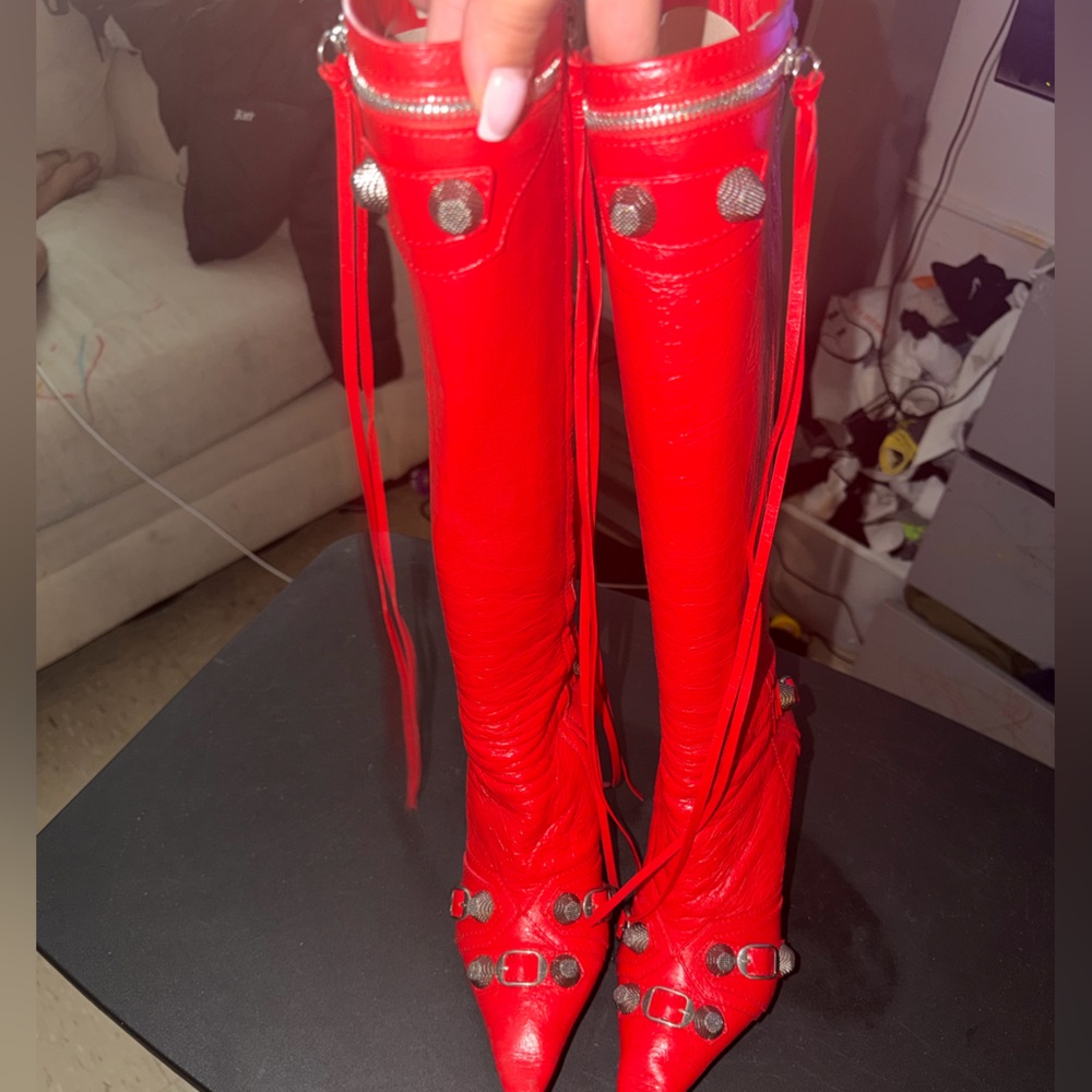 Red balenciaga boots